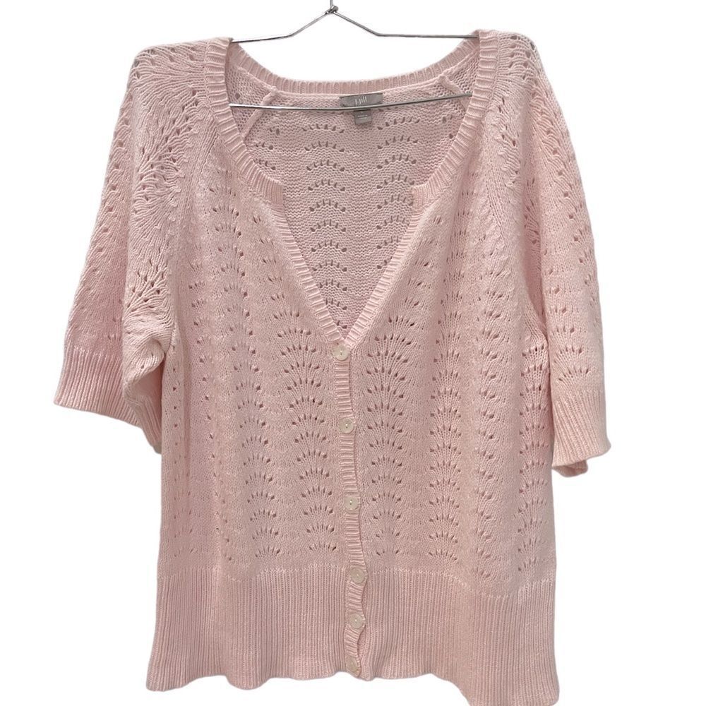 J. Jill Pale Pink Button Front Cardigan Sweater Size Large